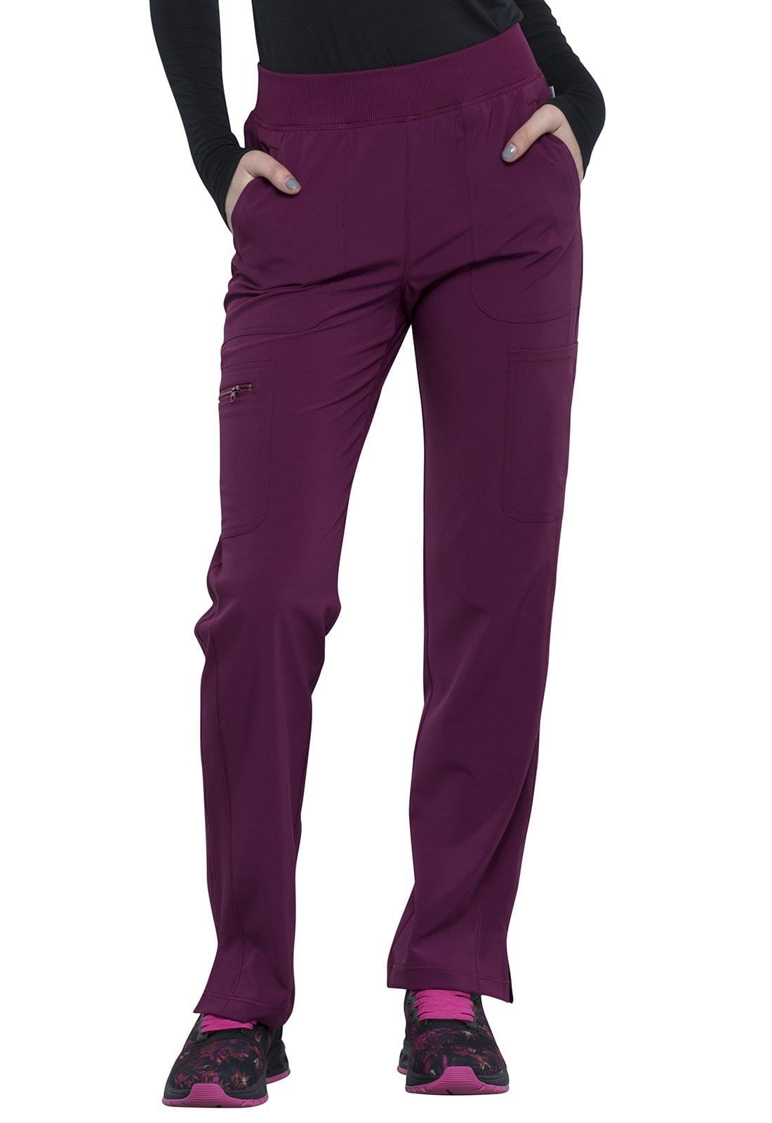 Cherokee Infinity Wine / XXS Infinity Mid Rise Tapered Leg Pull-on Pant CK065A