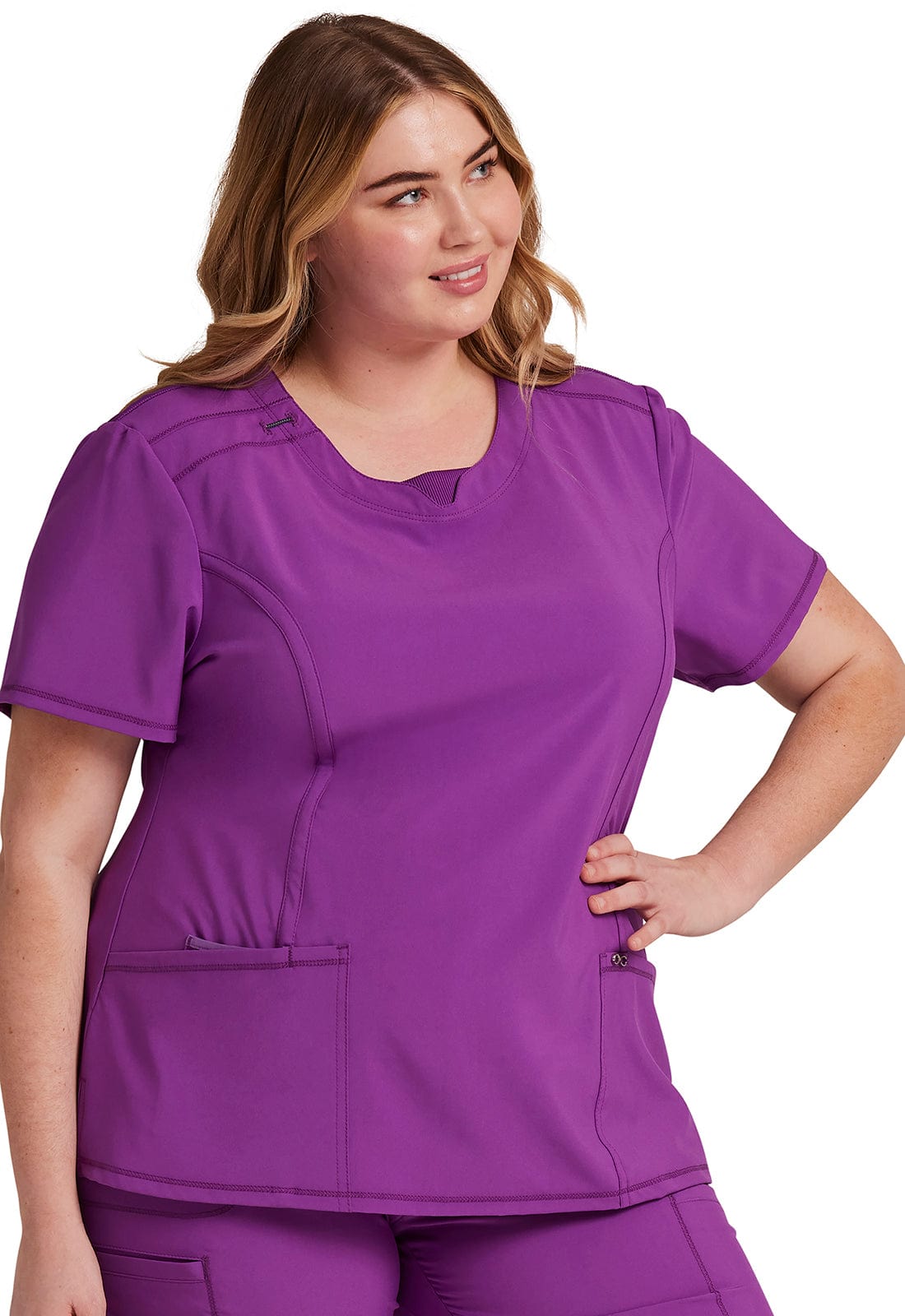 Cherokee Infinity Infinity  Round Neck Top Bright Violet 2624A