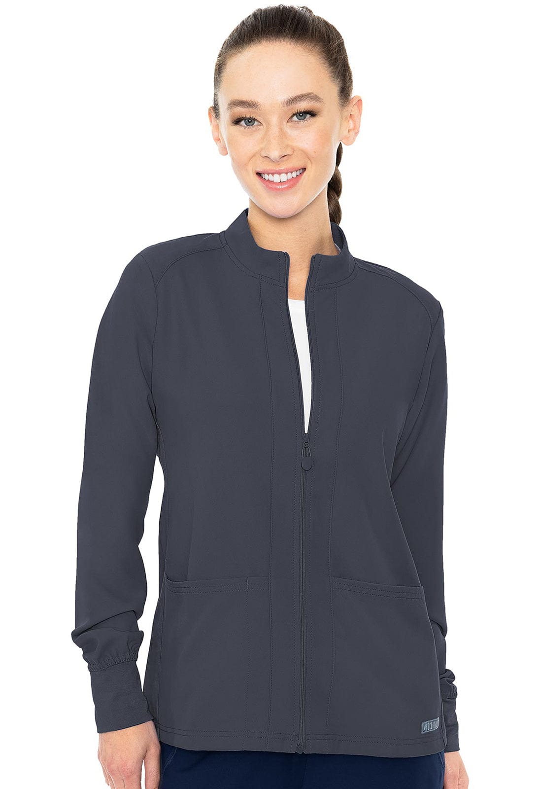 Med Couture MC Insight Pewter / XS MC Insight  Zip Front Warm-Up Scrub Jacket With Shoulder Yokes MC2660