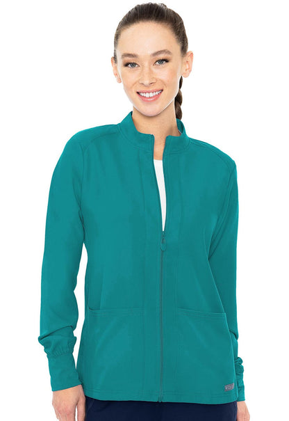 Med Couture MC Insight Teal / XS MC Insight  Zip Front Warm-Up Scrub Jacket With Shoulder Yokes MC2660