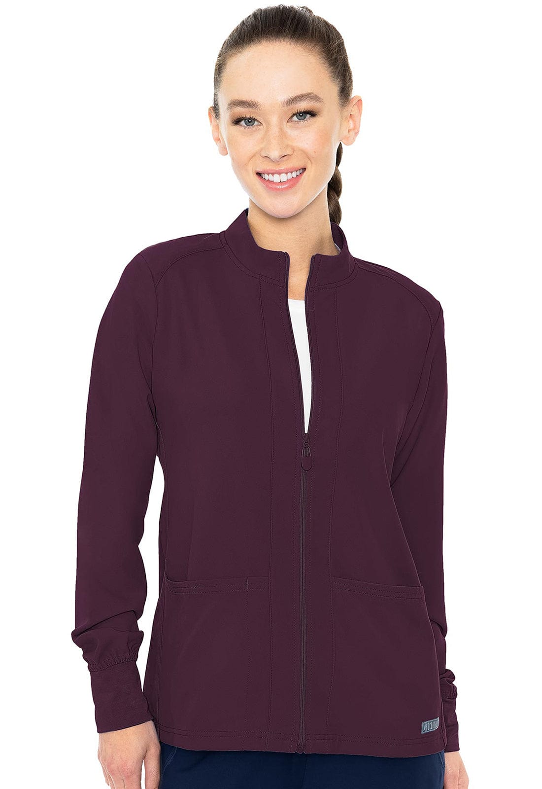 Med Couture MC Insight Wine / 2XL MC Insight  Zip Front Warm-Up Scrub Jacket With Shoulder Yokes MC2660